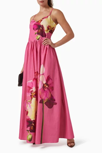 Delia Maxi Dress in Linen-cotton Blend