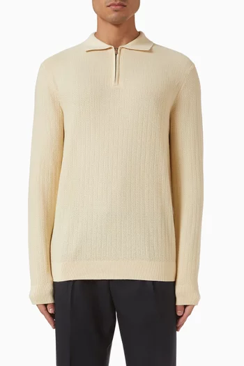 سترة بولو بسحّاب قصير قطن