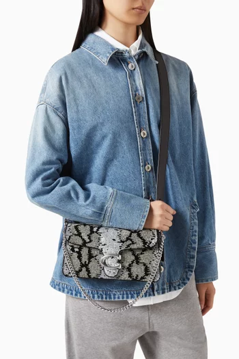 Tabby 26 Beaded Snake Shoulder Bag in Satin