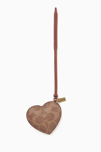 Puffy Heart Bag Charm in Signature Jacquard