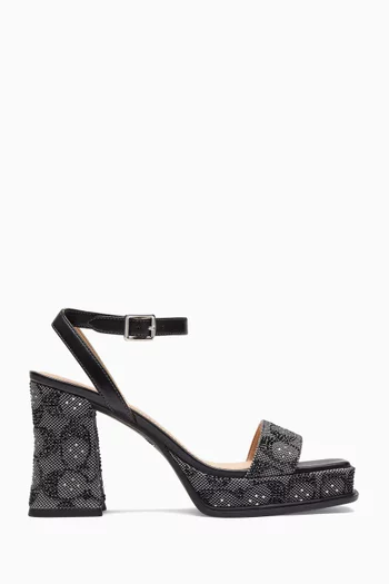 90 Platform Sandals in Crystal Signature Jacquard