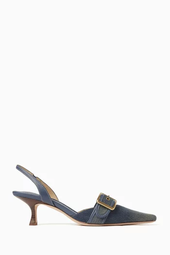 Margot 55 Slingback Pumps in Denim