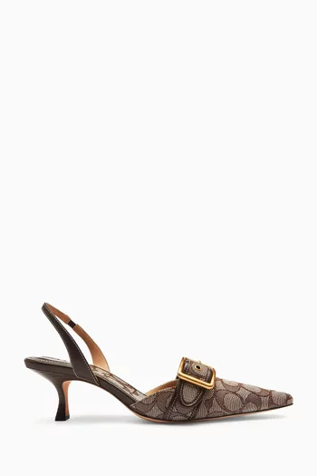 Margot 55 Slingback Pumps in Crystal Signature Jacquard