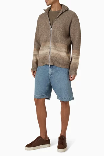 Zip-front Cardigan in Alpaca Wool-blend