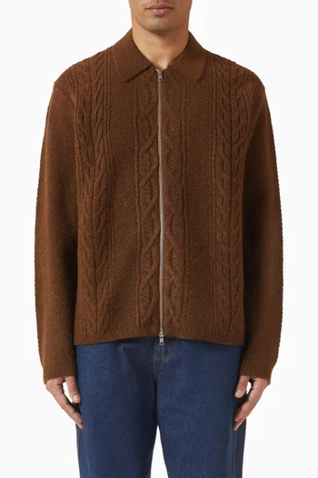 Friar Zip Cardigan in Mohair-blend
