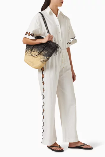 بنطال إليس بفتحات مزيج قطن