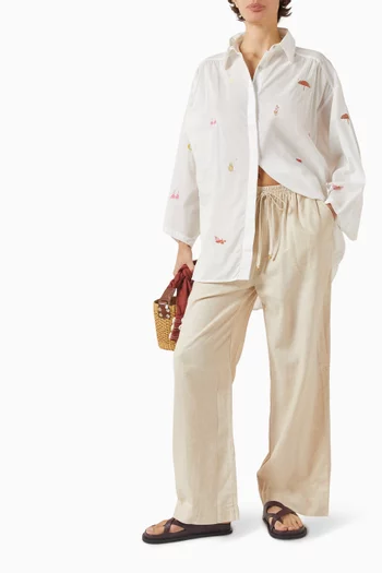 قميص أليا بقصة فضفاضة قطن