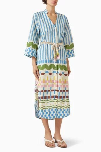 فستان سونا بحزام قطن