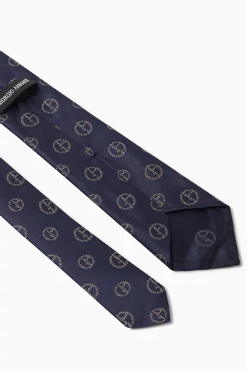 GA Logo Jacquard Tie in Silk