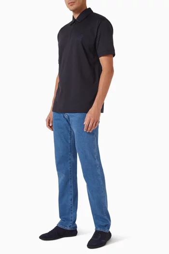 Zip Polo Shirt in Cotton & Silk