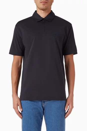 Zip Polo Shirt in Cotton & Silk