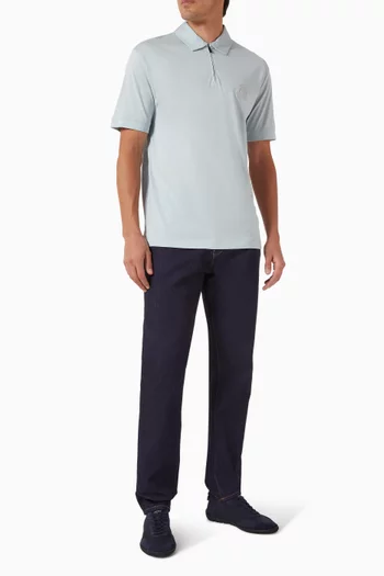Zip Polo Shirt in Cotton & Silk