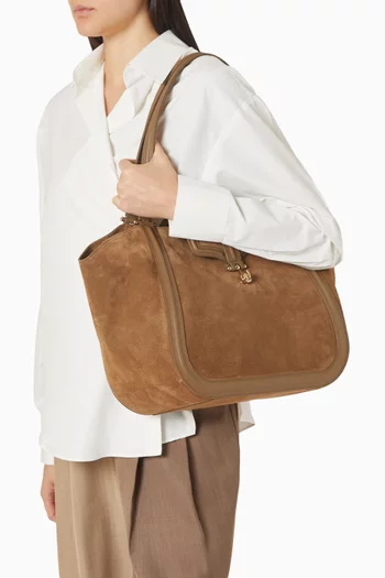 حقيبة يد شمواه وجلد ناعم