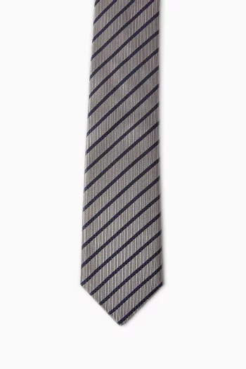Diagonal Stripe Jacquard Tie in Silk