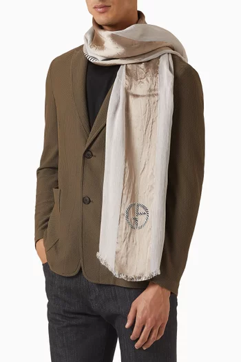 وشاح بخطوط وشعار الماركة مزيج حرير