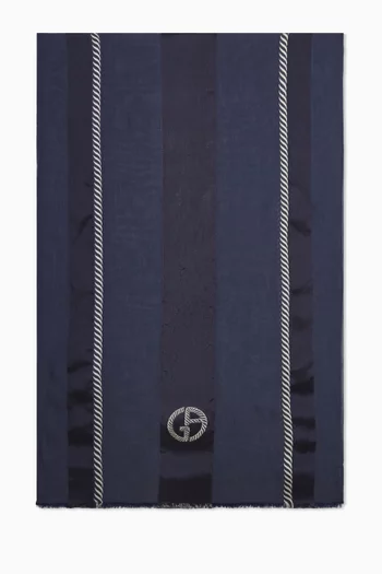 وشاح مخطط بشعار الماركة مزيج حرير