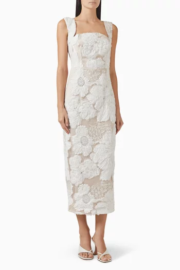 Roxana Midi Dress in Mesh