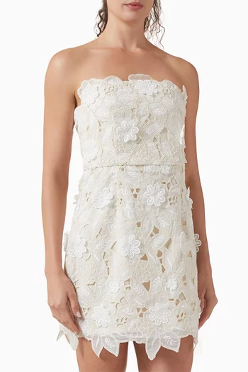 Sienna Strapless Mini Dress in Organza Lace