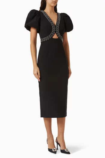 فستان نيكس متوسط الطول بأكمام منفوخة