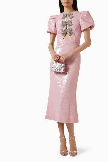 فستان ليديا متوسط الطول مطرز بالترتر