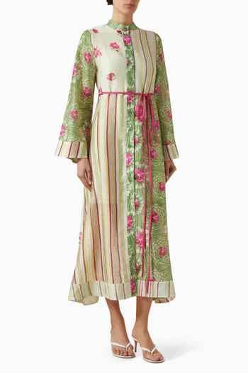 فستان نيوتيا بنمط قميص مزين بنقشة