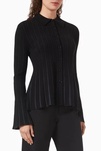 Classic-collar Cardigan in Viscose-blend