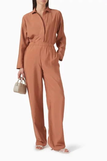 بنطال بحزام خصر مطاطي موسلين