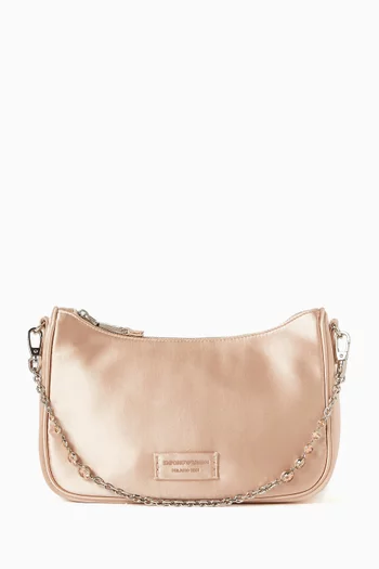 Logo Shoulder Bag in Satin