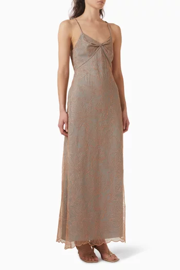 Floral-embroidered Dress in Tulle