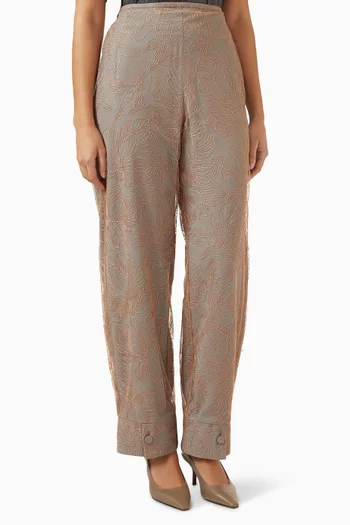 Embroidered Flower Pants