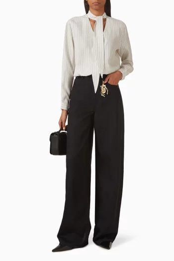 قميص بنقشة مخططة مزيج فيسكوز