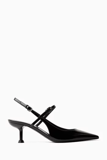 Doubler-strap Slingback Pumps in Leather