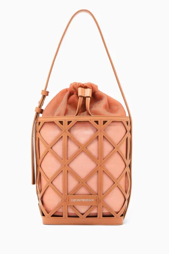 Bucket Bag in Leather & Mesh