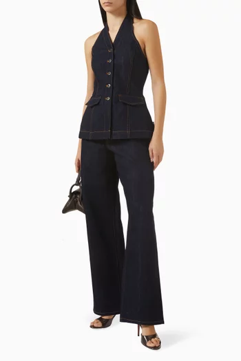 بلوزة ريا بأربطة حول الرقبة دينم