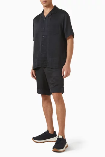 Bowling-collar Shirt in Tencel Blend