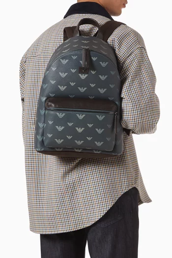 Round Backpack in Coated Canvas