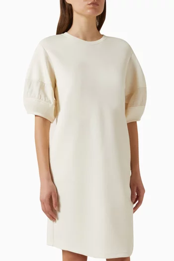 فستان بأجزاء من قماش مغاير جيرسيه مزدوج