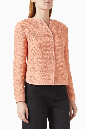 Collarless Jacket in Tweed