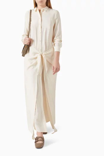 Tie-up Waist Maxi Dress in Rayon-blend