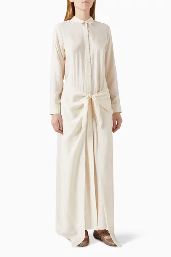 Tie-up Waist Maxi Dress in Rayon-blend