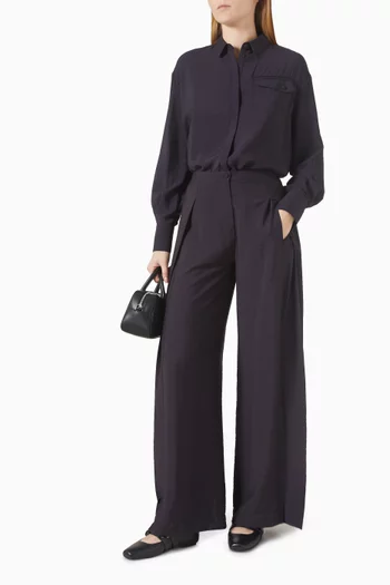 Straight-leg Flared Pants in Rayon-blend