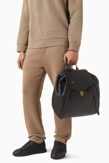 Flap Closure Backpack in Leather