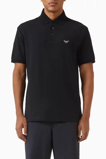 Eagle Logo Polo Shirt in Cotton Pique