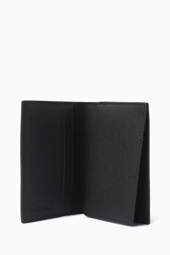 Logo Card Holder in Regenerated Saffiano Leather
