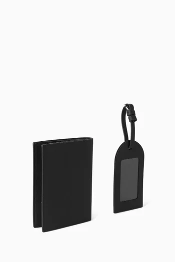 Logo Passport Holder & Bag Tag in Regenerated Saffiano