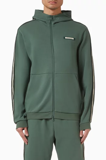 كنزة بغطاء رأس رياضية بشعار الماركة مزيج قطن