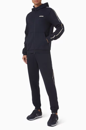 كنزة بغطاء رأس رياضية بشعار الماركة مزيج قطن