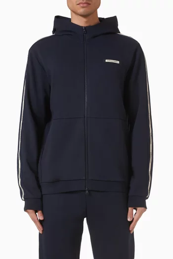 كنزة بغطاء رأس رياضية بشعار الماركة مزيج قطن