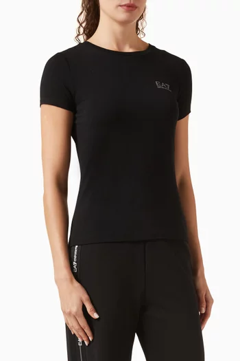 Macro Logo-tape T-shirt in Cotton