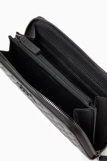 Embossed Eagle Zip Wallet in Leather